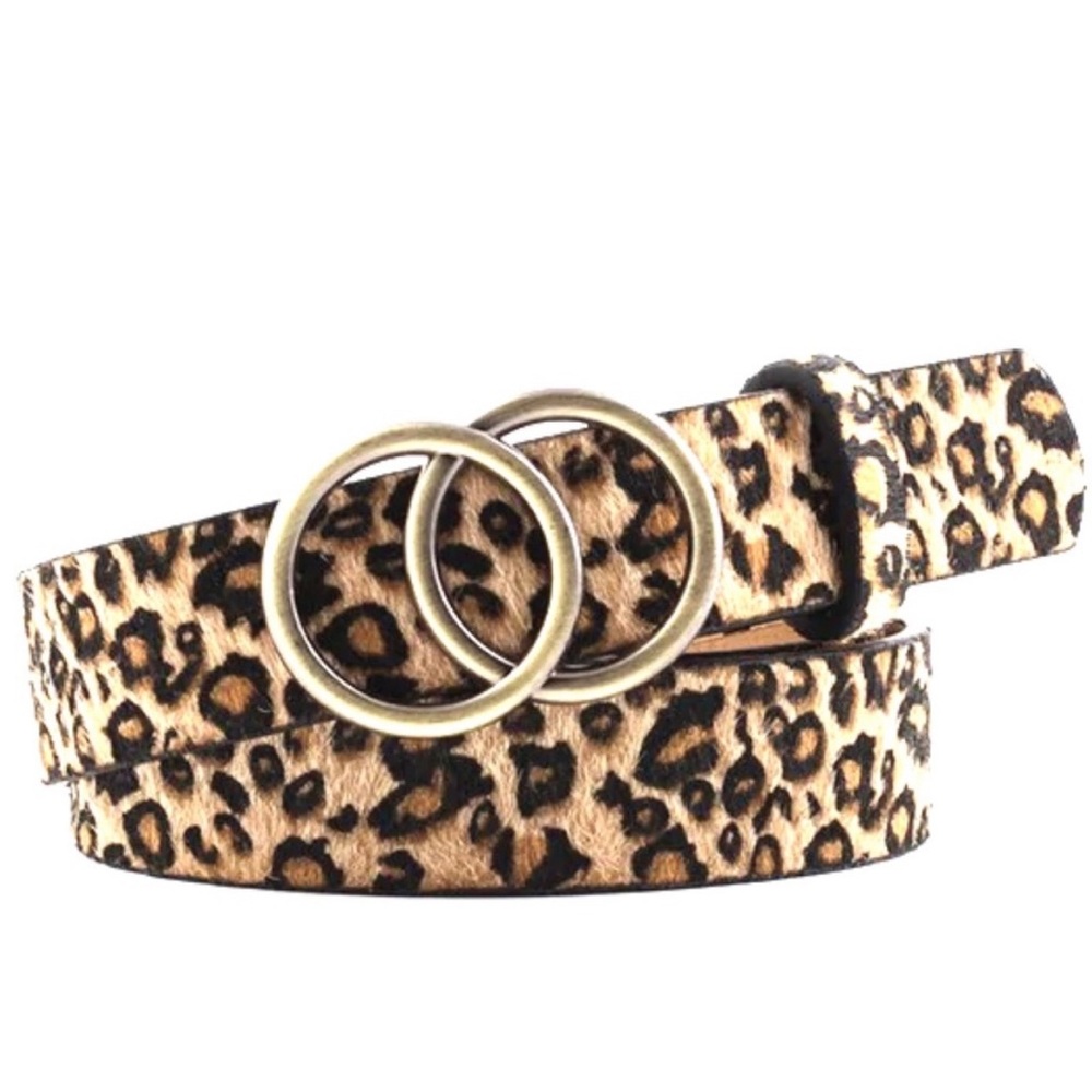 LEOPARD FAUX HIDE DOUBLE O LEATHERETTE BELT